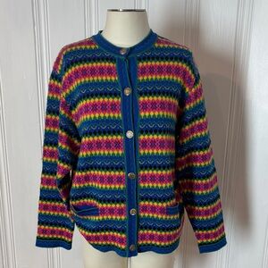 Vintage ALAIN MANOUKIAN Colorful Wool Blend Cardigan – Size M estimated